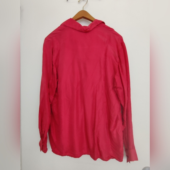 Bay Club Red 100% Silk Button-up Size 14 - Picture 2 of 3